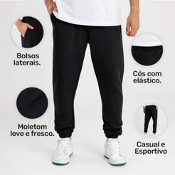 Calça Jogger Moletom Masculina Premium - Bolsos Laterais - Conforto e Estilo, Casual e Esportivo