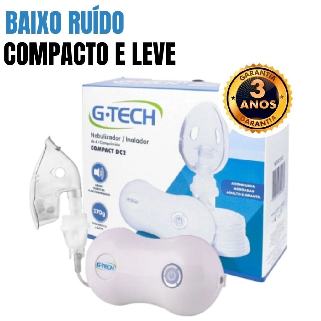 Nebulizador Inalador Ar Comprimido COMPACT DC2 Branco - G TECH