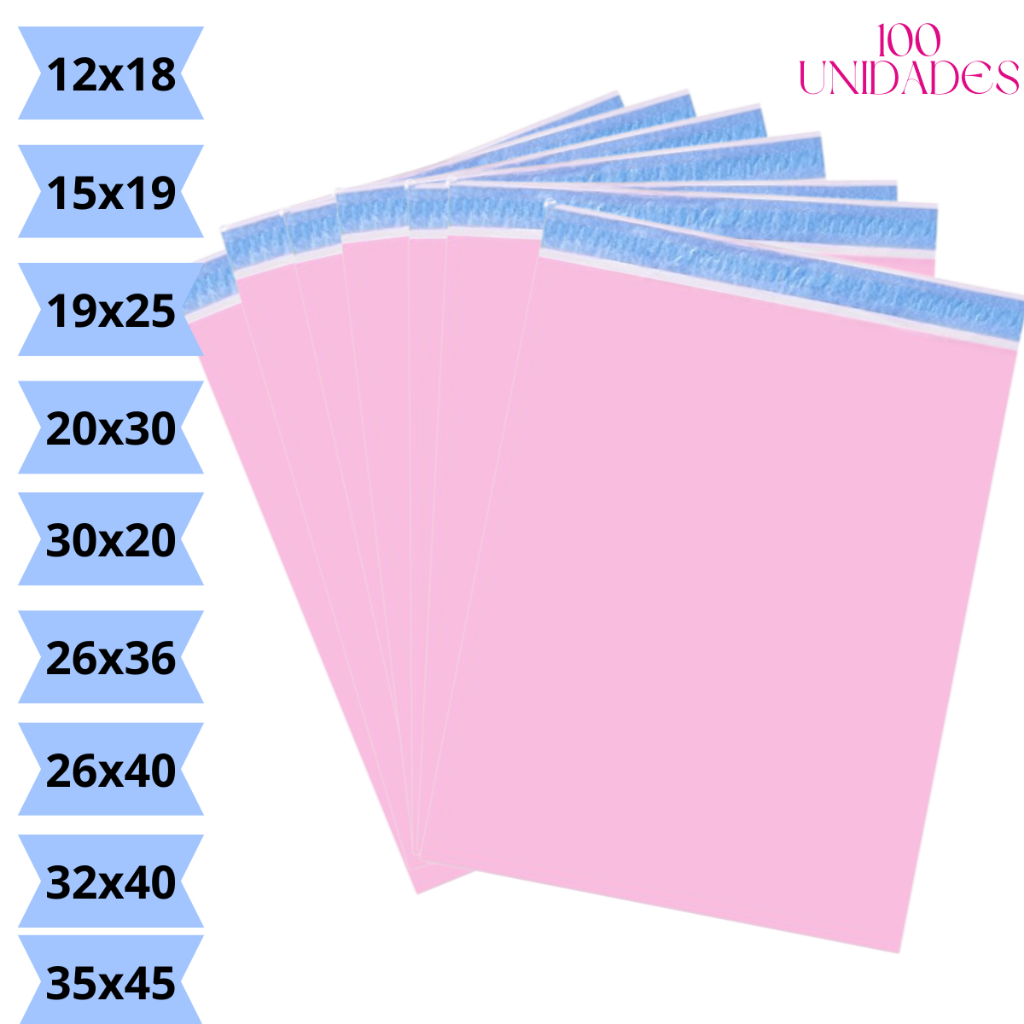 KIT 100 Envelope de Segurança Rosa  Embalagem  Correios E-commerce