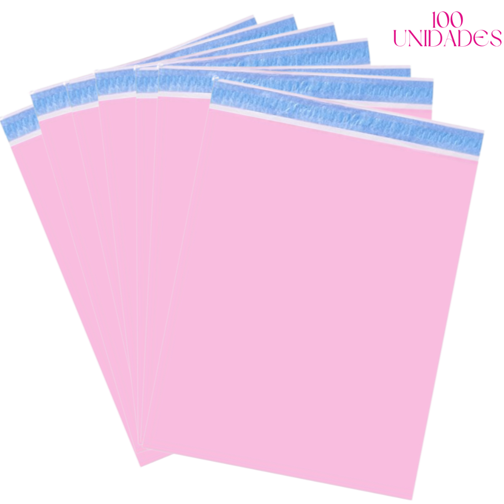 1000 Envelopes Rosa 19X25cm Plástico Inviolável Correio Sedex e-commerce