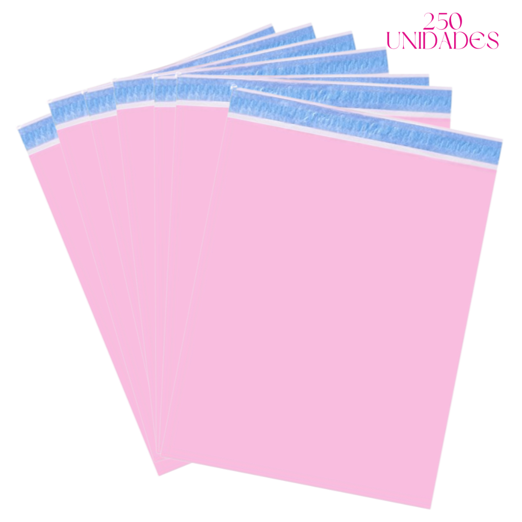 250 Envelopes rosa 32x40cm Plástico inviolável Correio Sedex e-commerce