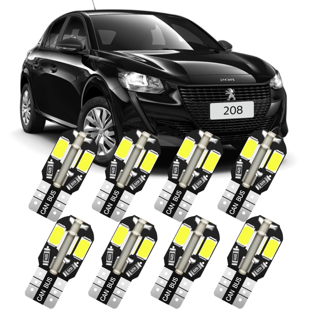 Kit Lâmpadas LED Interno Teto Placa Porta Luvas Porta Malas Peugeot 208 2020 2021 2022 2023 2024 em Oferta na Shopee