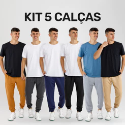 Kit 5 Calças Jogger Moletom Masculina - Bolsos Laterais - Conforto e Estilo, Casual e Esportivo