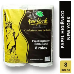 Papel Higiênico Institucional New York Branco 180m Pacote 8 Rolos