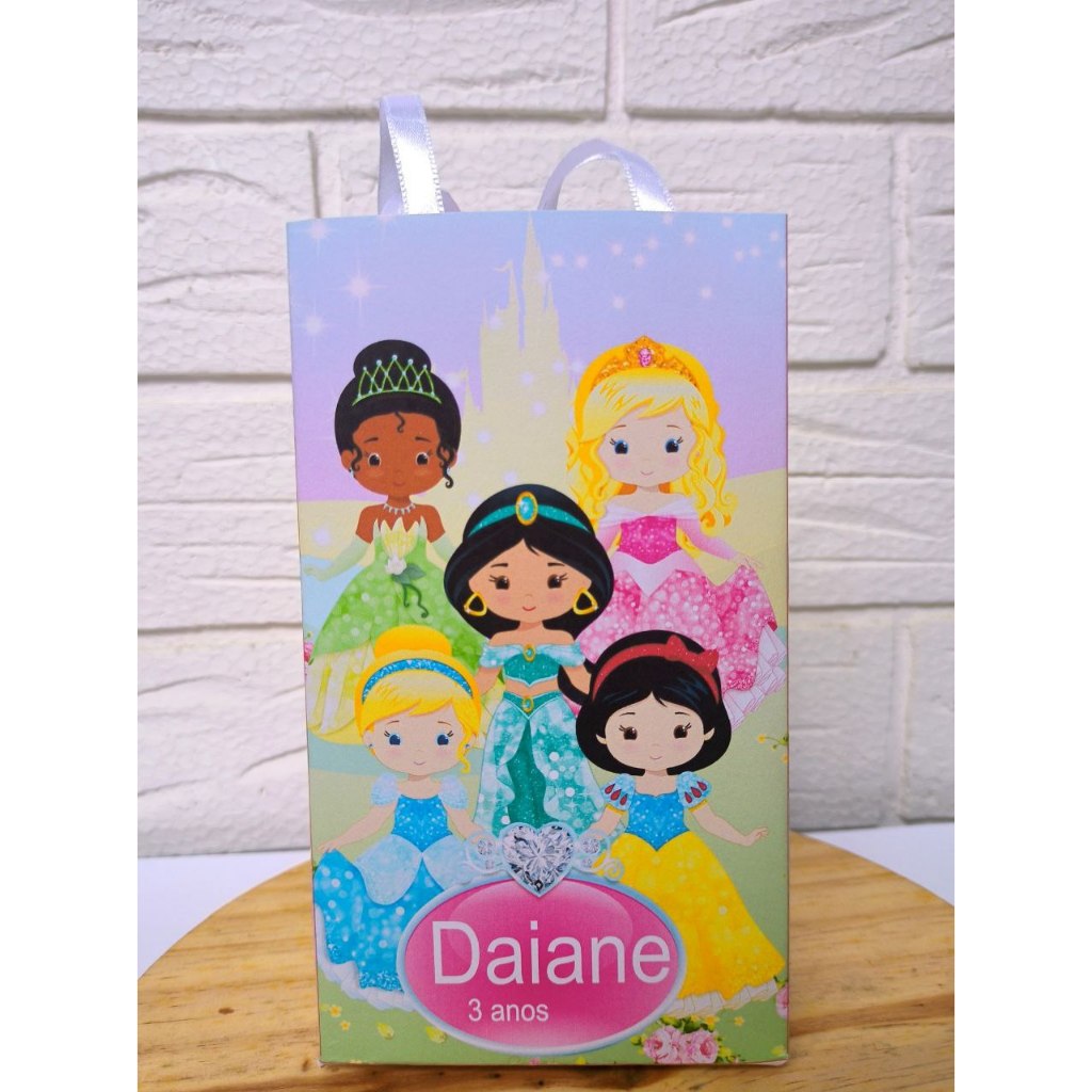 Sacola Personalizada Princesas Pegue e monte Lembrancinhas Personalizadas de Festa princesas