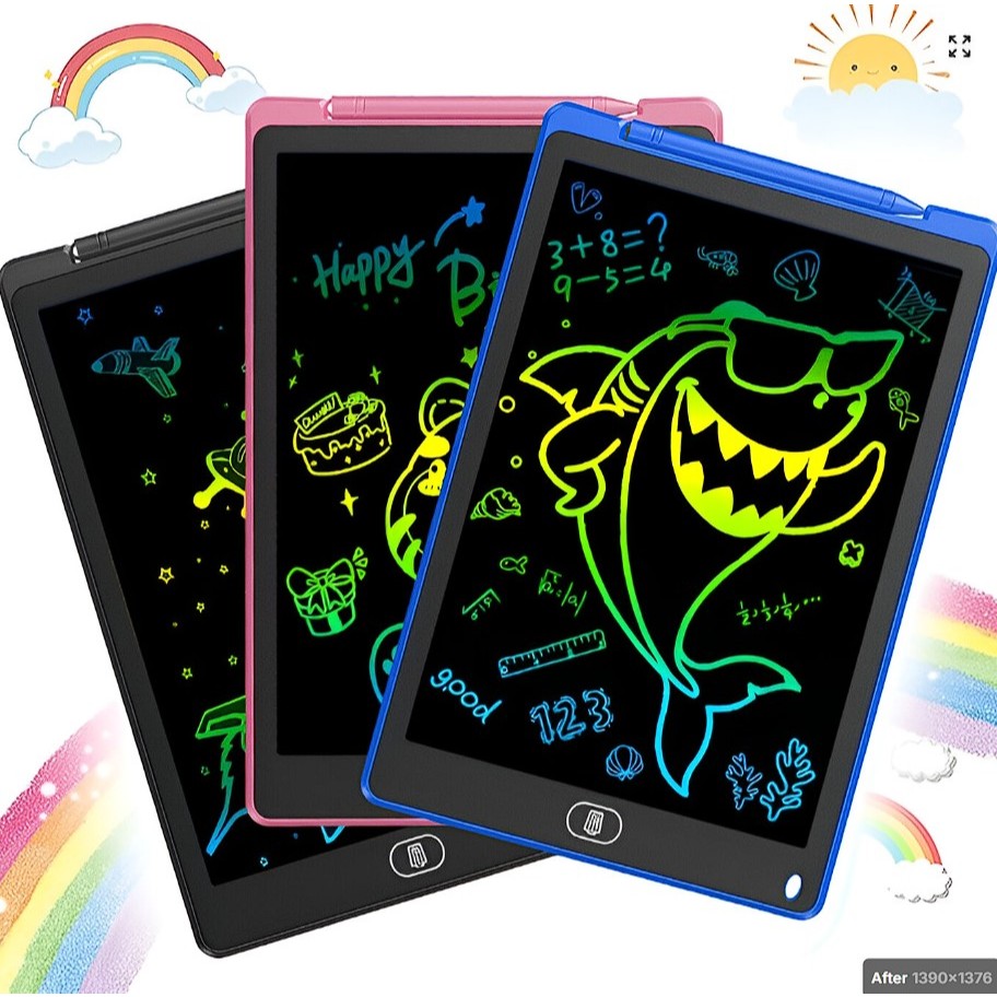 Tablet Kit 2 , 3 , 4 ou 5 Unidades Eletrônico Digital 12 Polegadas Lcd Apagável Tela Escrita em Oferta na Shopee