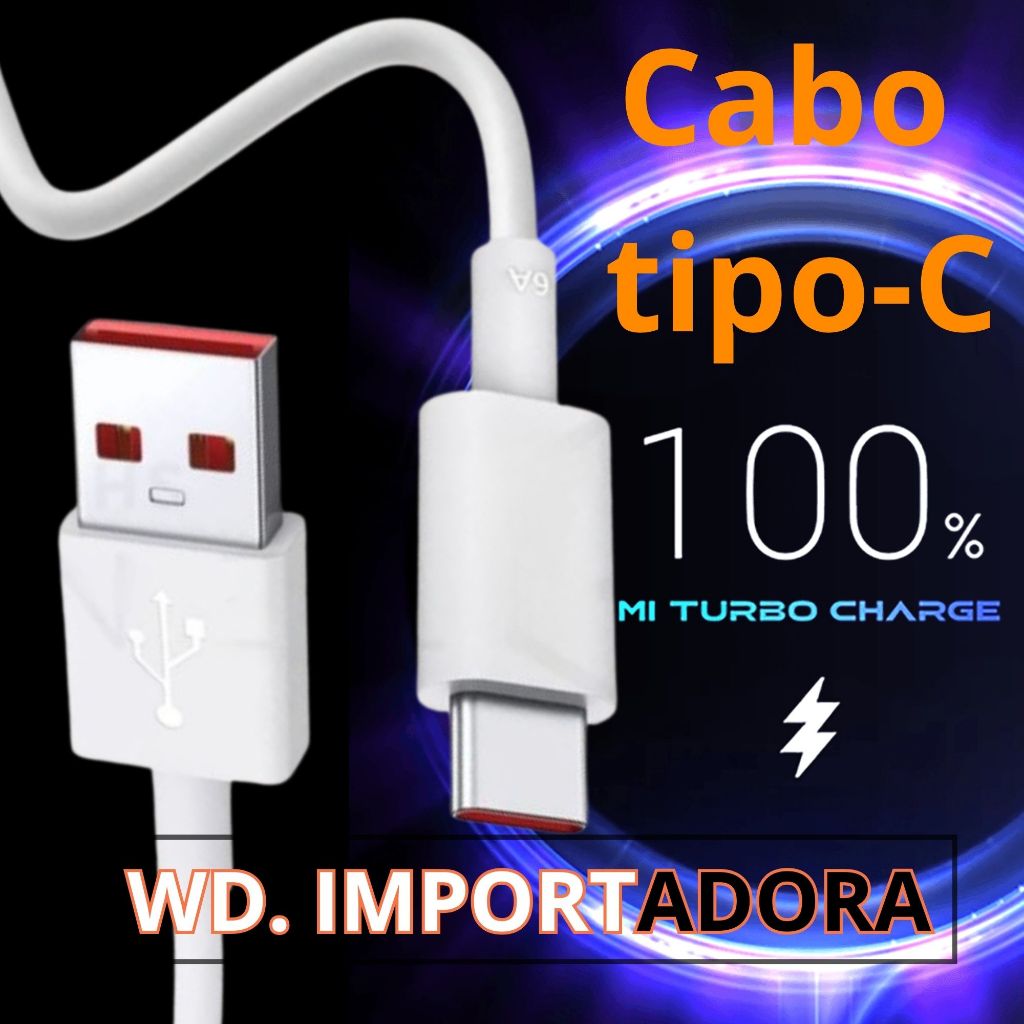 Cabo Xiaomi Ativa Mi Charge Turbo USB Tipo C Turbo 1 Metro 6A em Oferta na Shopee