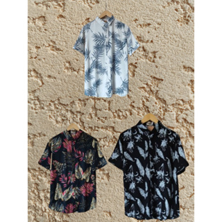 kit  de 3 CAMISA MASCULINA Camisa Camiseta Masculina Manga Curta Estampada Com Botões Social Floral em Oferta na Shopee