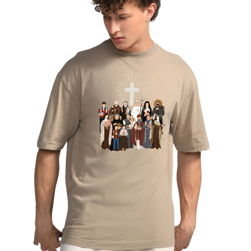 Camiseta Santos Católica Santa Teresinha do Menino Jesus Dom Bosco Santa Teresa Dávila Padre Pio Pastorinhos de Fátima Carlo Acutis São Francisco Santo Antônio Santa Rita Santa Faustina São Maximiliano Santo Agostinho