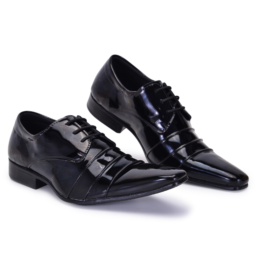 Sapato Social Masculino de Amarrar  Verniz Preto