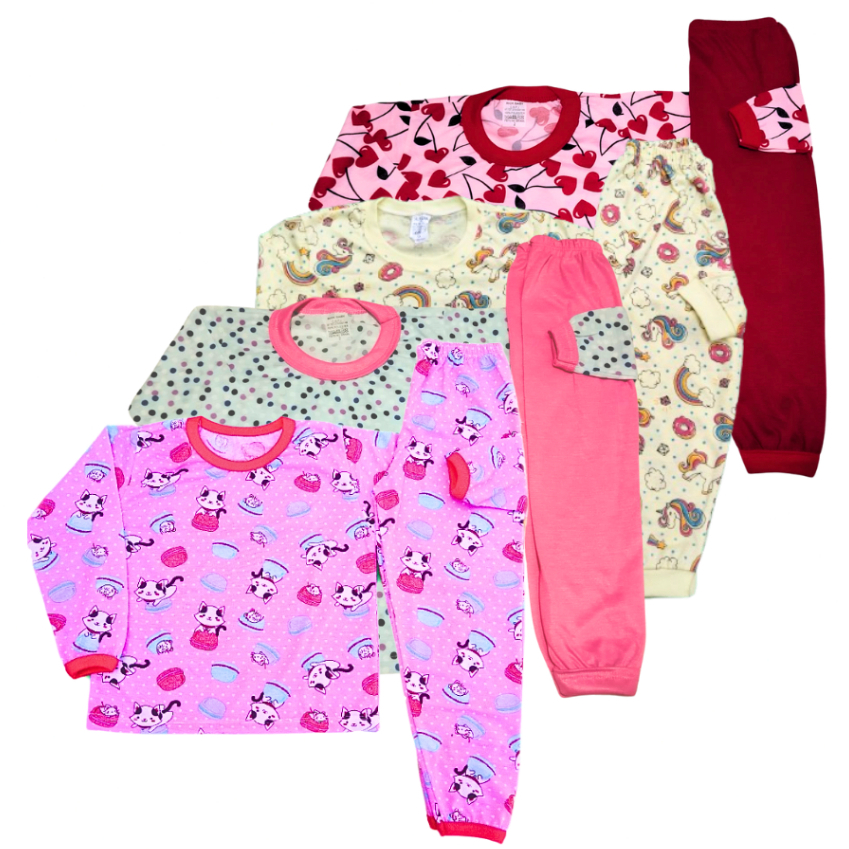 Pijamas MENINAS roupa de dormir  infantil de  0 a 12 anos em Oferta na Shopee