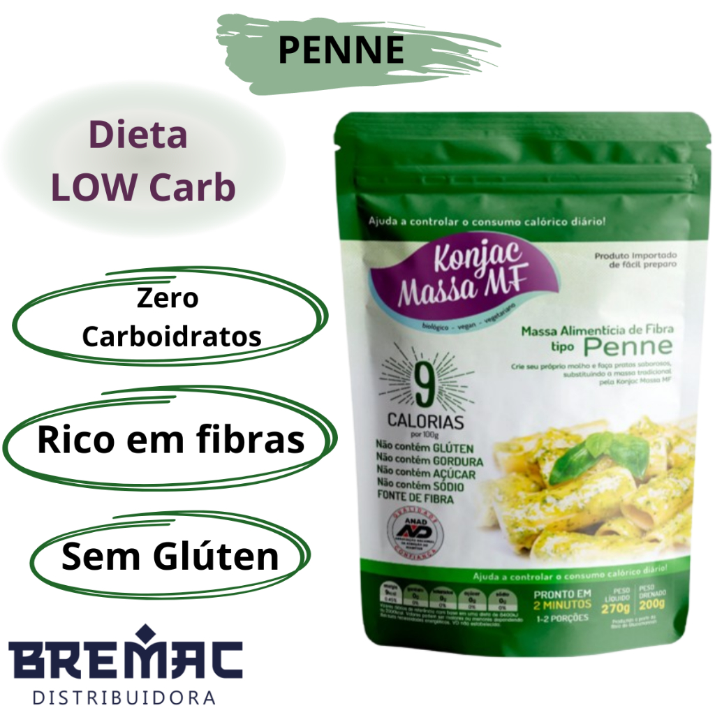 Macarrão Konjac Penne - sem glúten, vegano, zero carboidrato dieta - 270 gr em Oferta na Shopee