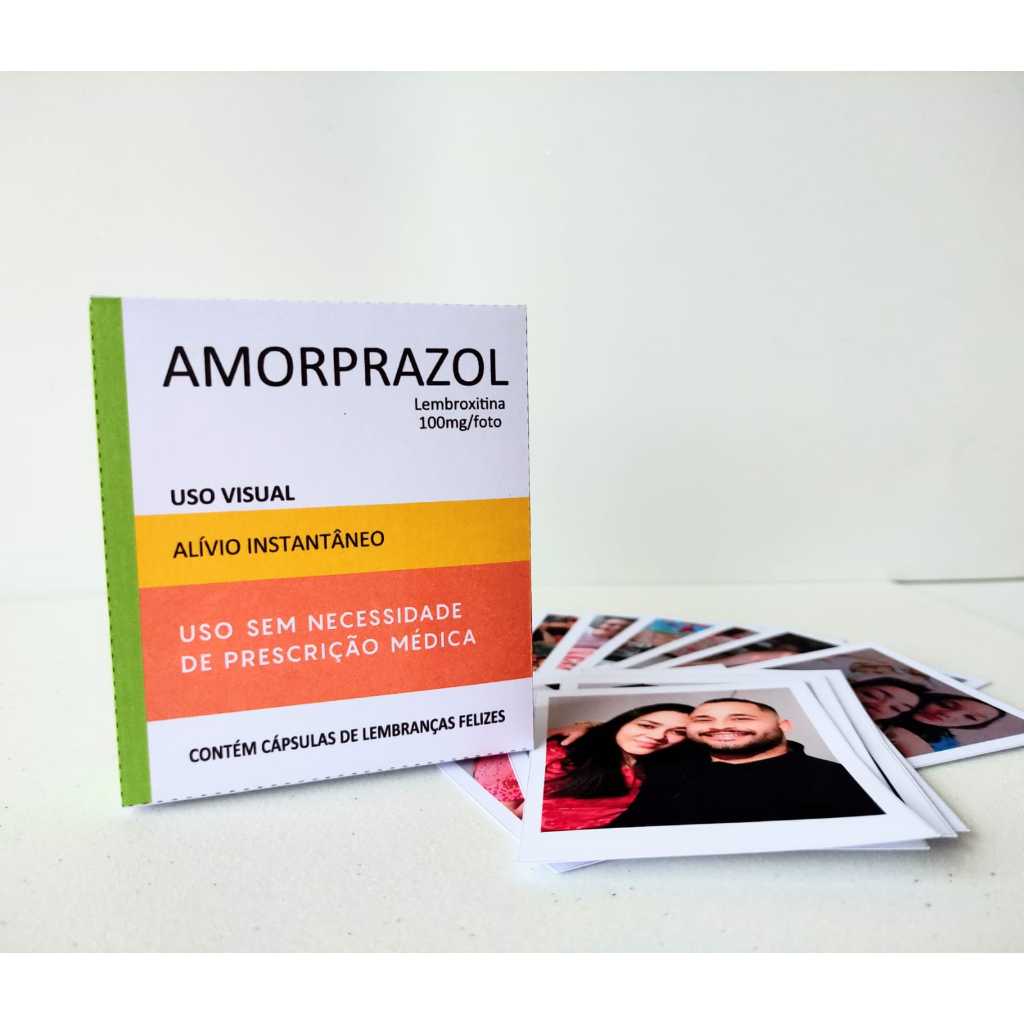 Caixinha Amorprazol com mini fotos - Presente criativo namorado casal