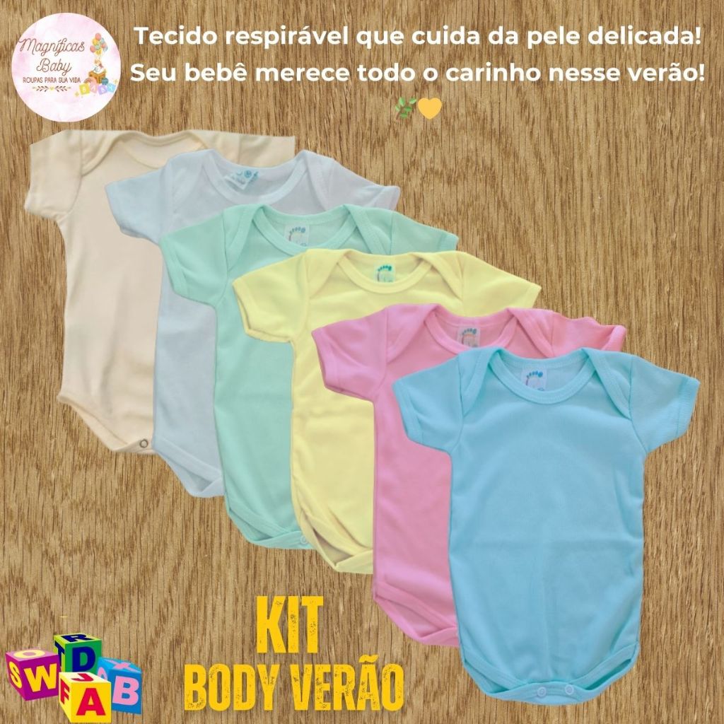 OFERTA Kit 5 Body Manga Curta Canelado Body Manga Curta Canelado Body bebê verão Body Verão Body Bebê Manga Curta