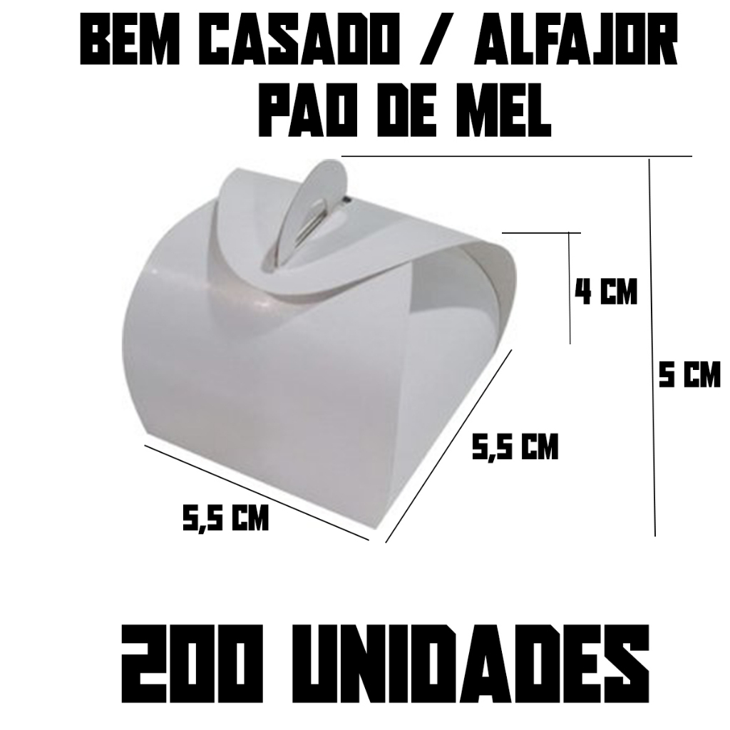 50-100-200 Caixas Caixinhas Embalagem Para Bem Casado / Alfajor / Pão de Mel / Docinhos / Docinho Fino / Brownie 5,5cm x 5,5cm x 4cm x 5cm Branco / Kraft