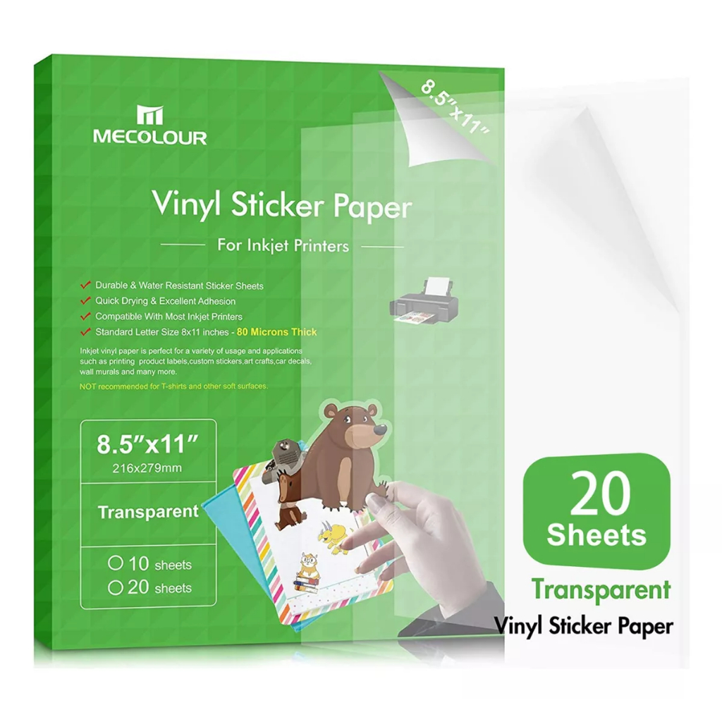Adesivo Vinil Transparente A4 165g Impressora Jato De Tinta 20 Folhas Mecolour em Oferta na Shopee