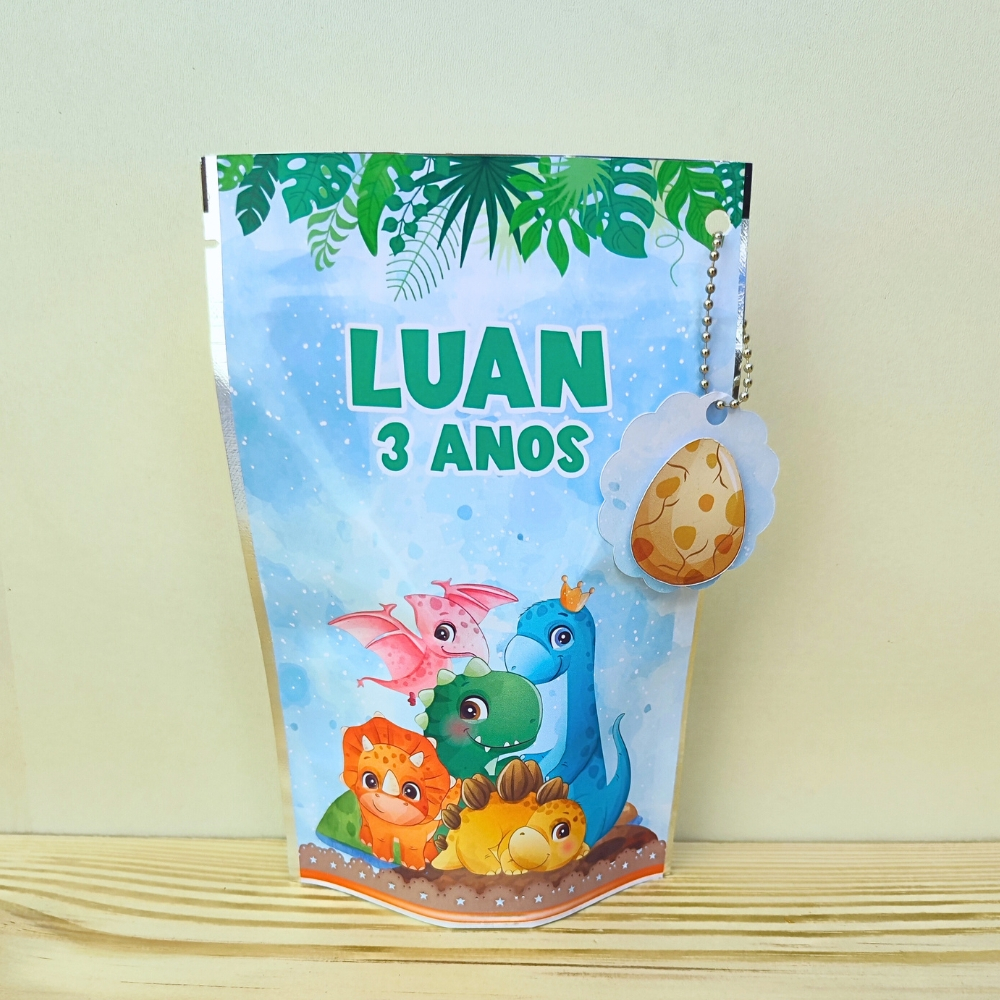 Saco Ziplock Personalizado Dinossauro Baby | Lembrancinha Dinossauro Baby | Aniversário Dinossauro Baby
