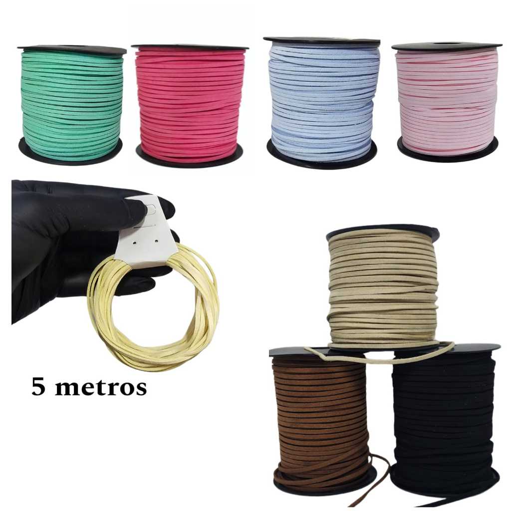 Cordão fio de Camurça 2.7mm para chinelo bolsa e artesanato 5 metros em Oferta na Shopee