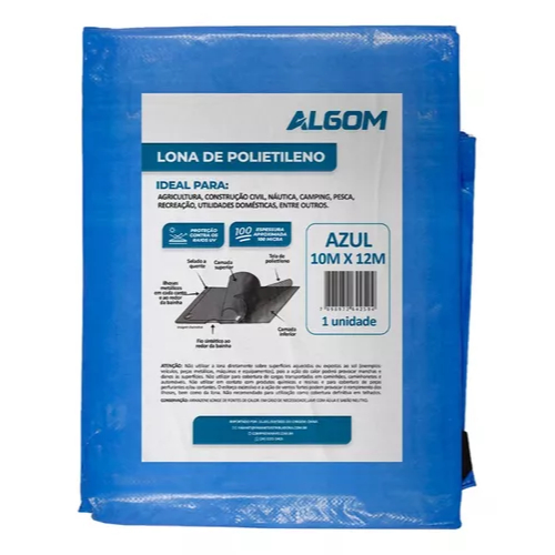 Lona Carreteiro De Polietileno Azul 10x12m 100 Micras Algom