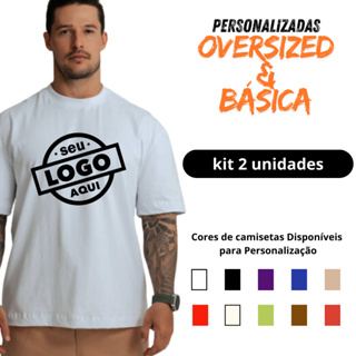 Kit 2 Camisetas Personalizadas, Sua Logo Sua Marca Personalização 100% algodão em Oferta na Shopee