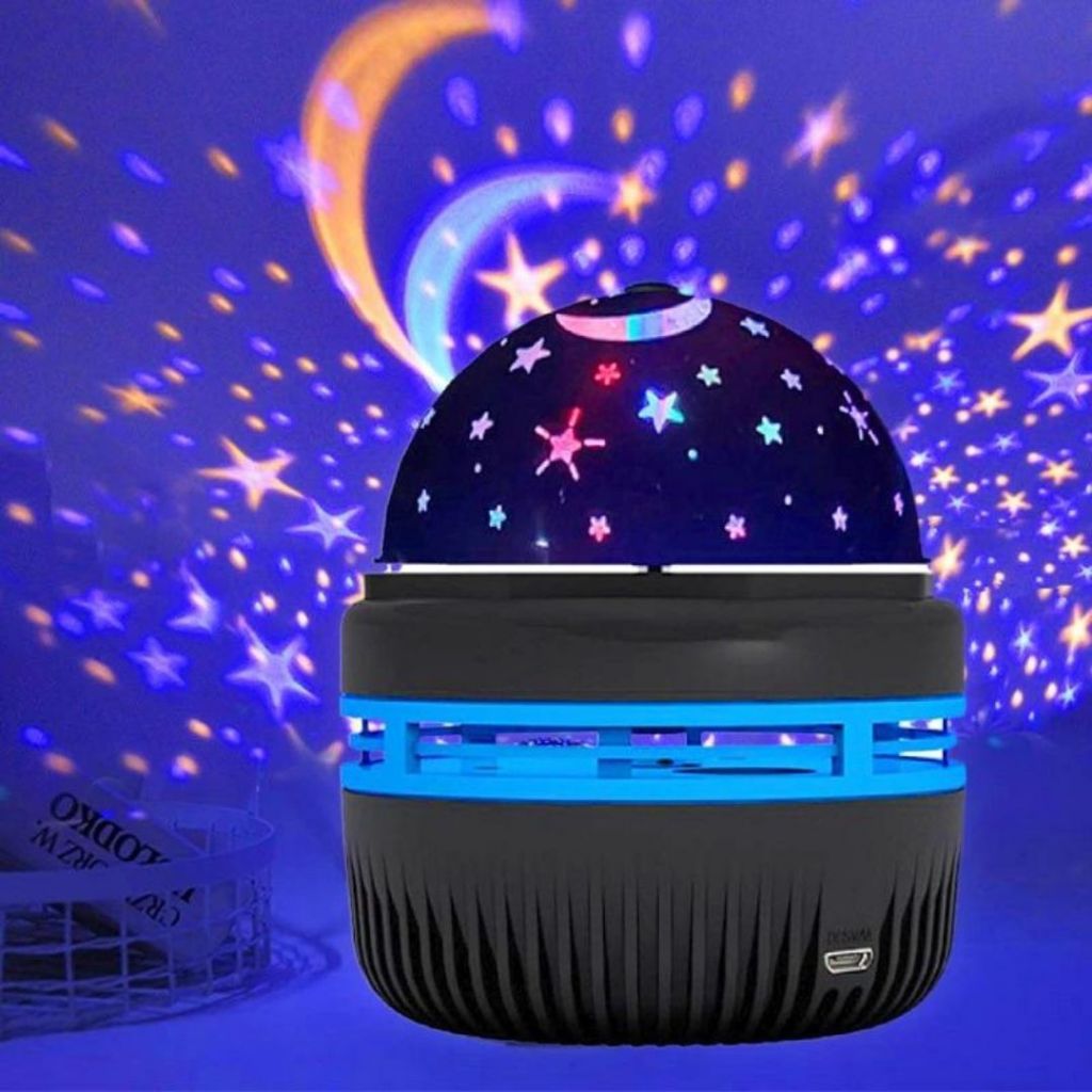 Imagem Luminaria Com Projeções Espaciais Estrelas Abajur Infantil Céu Estrelado Lua Usb Iluminação Colorida