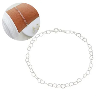 Pulseira Coração - Prata 925 Legítima - Elos Corações em Oferta na Shopee