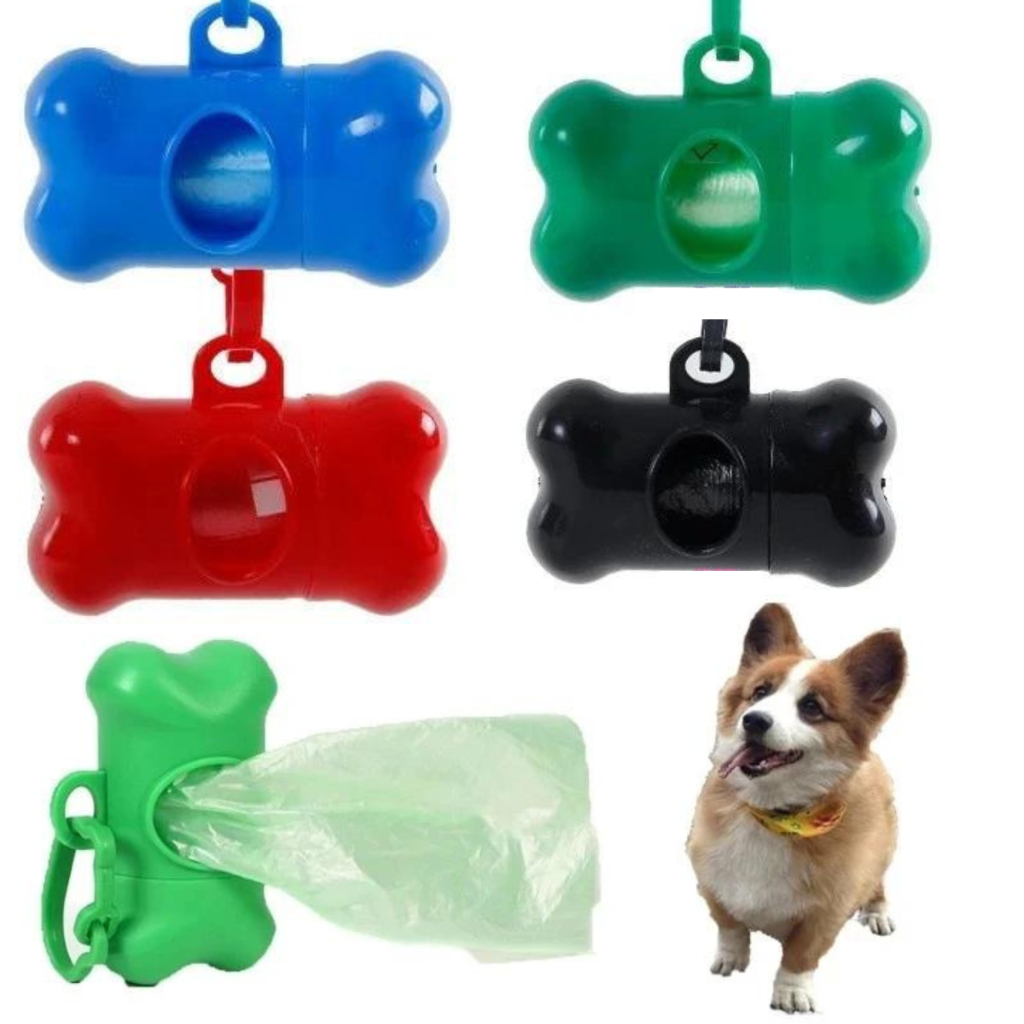 Kit Suporte Cata Caca Porta Saquinho Coletor Fezes + Refil 15 Unidade Biodegradável Para Cão Gato