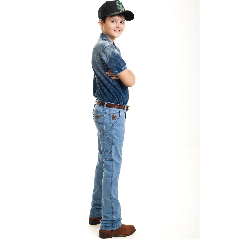 Calça Jeans Infantil Masculina Carpinteiro Country 2 ao 16 em Oferta na Shopee