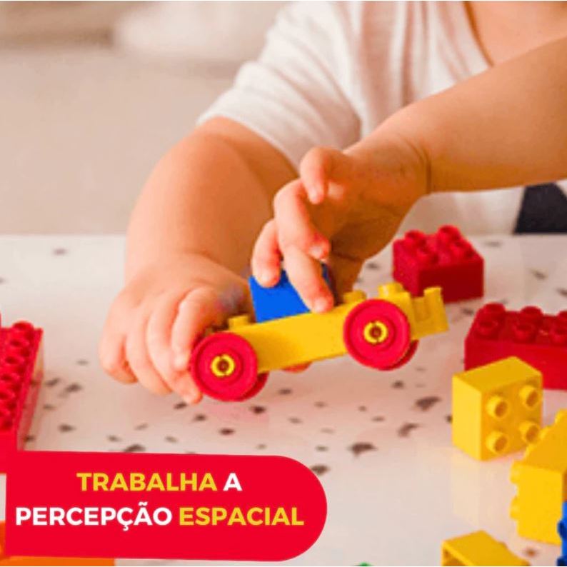 Blocos Com 280 Peças Super Coloridas Monta Monta Educativos Para Sua Criança Brincar + Rodinhas Carrinhor