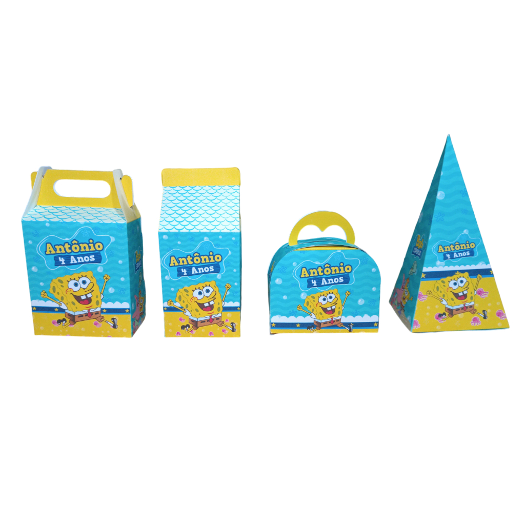Kit Caixinhas Personalizadas Bob Esponja Aniversário Lembrancinhas