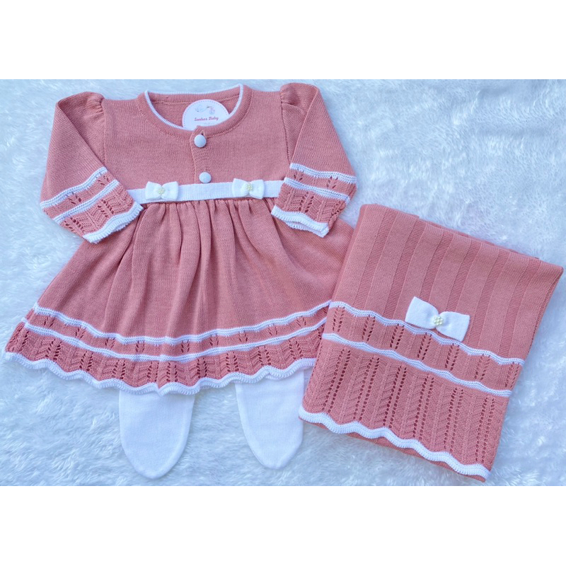 Conjunto Saída Maternidade Menina Vestido Recem Nascido Tricot Princesa Completa 3 Peças em Oferta na Shopee