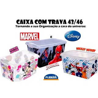 Caixa Organizadora em temas  MARVEL e DISNEY - Plasútil - 43/46 em Oferta na Shopee