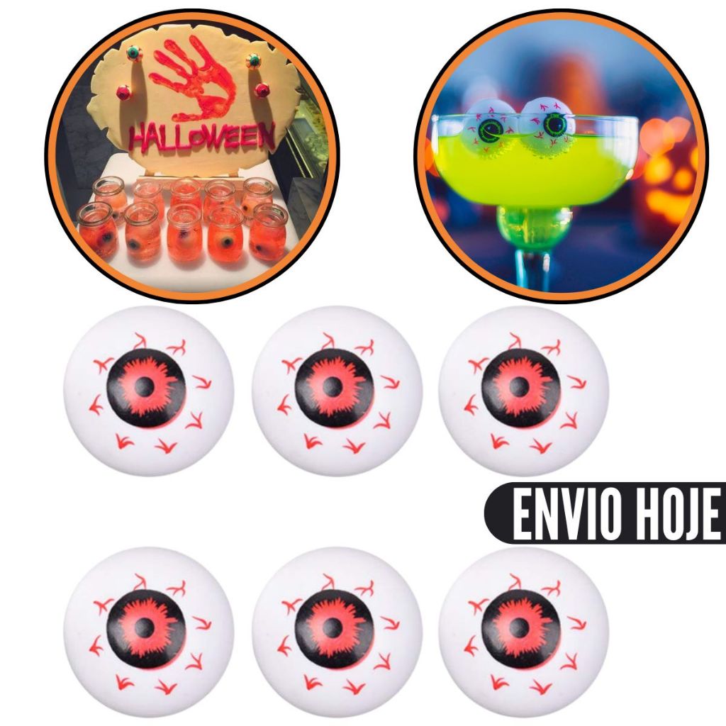 Kit 30,6 Olhos Decoração Enfeite Mesa Halloween Assustador Caveira Olho Halloween