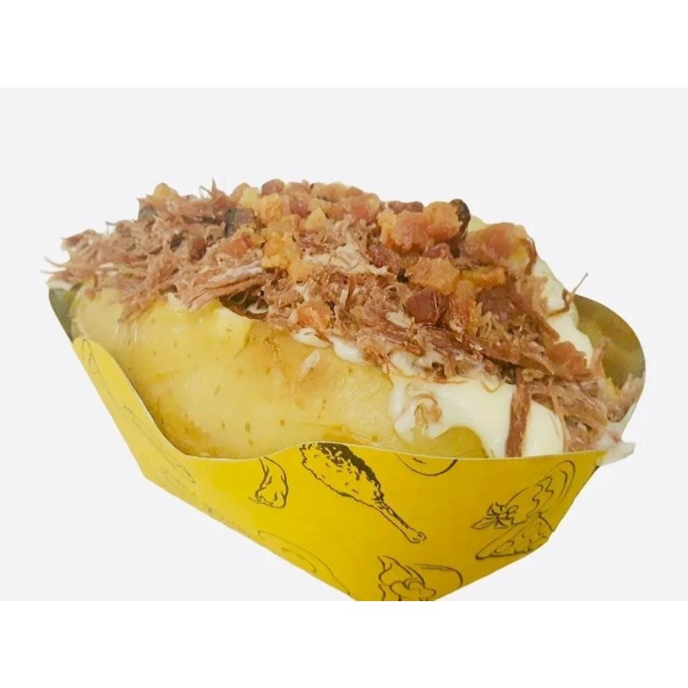 25 Barca Embalagem Batata Recheada Metalizada P 15x10x7,5cm