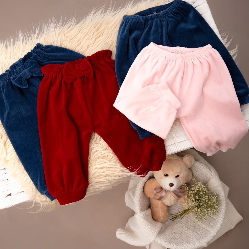 Kit  3 Mijão Veludo de Bebe Menina Menino Unissex Saída de Maternidade