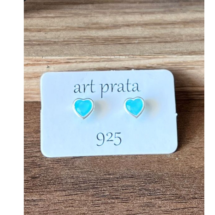 Brinco Coração Ponto de luz 6mm Prata 925 Cravação Inglesa