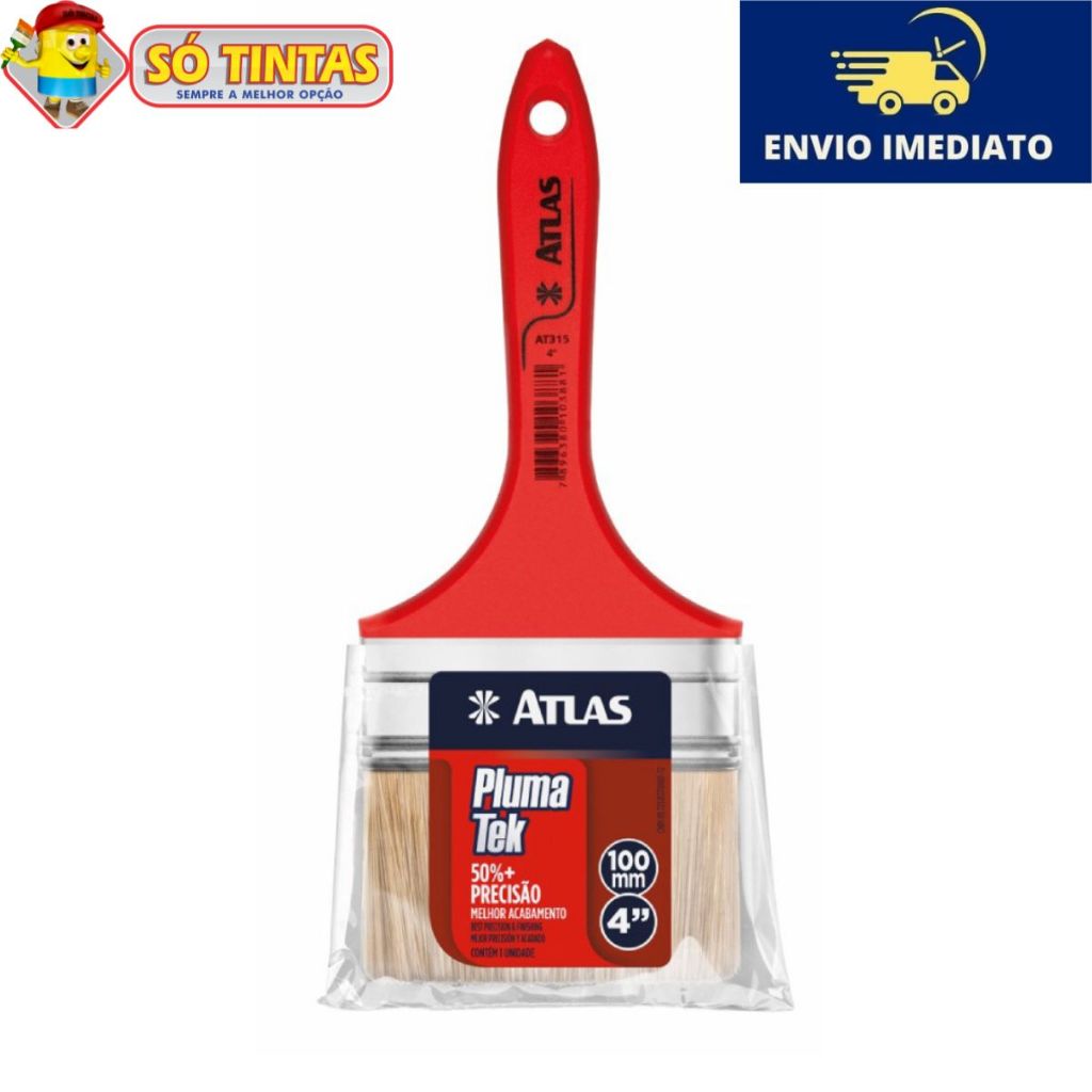 Trincha Média AT315 Pluma Tek Atlas Cerdas Sintéticas Recortes Precisos e Uniformes em Oferta na Shopee