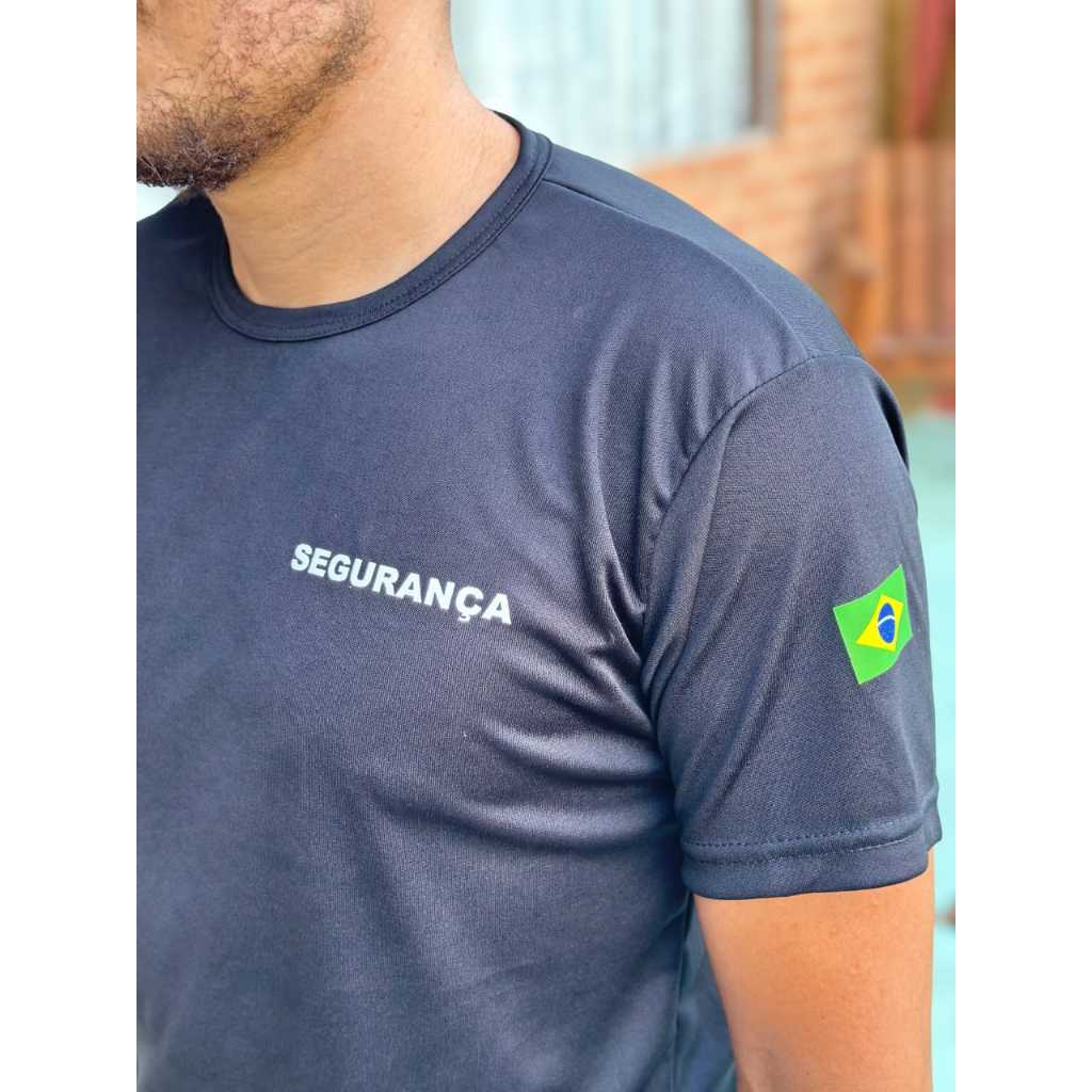 Camiseta Uniforme Profissional Empresa de Segurança Fardamento Farda Manga Curta Preta
