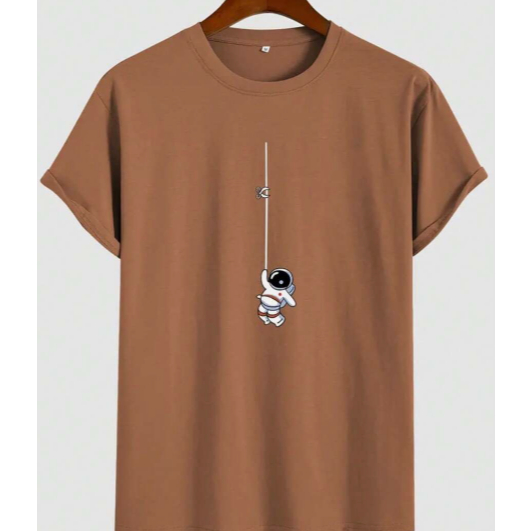 Camiseta Masculina Astronauta Estampada Camisa Masculina Adulto Gola Redonda 100% Algodão Lançamento
