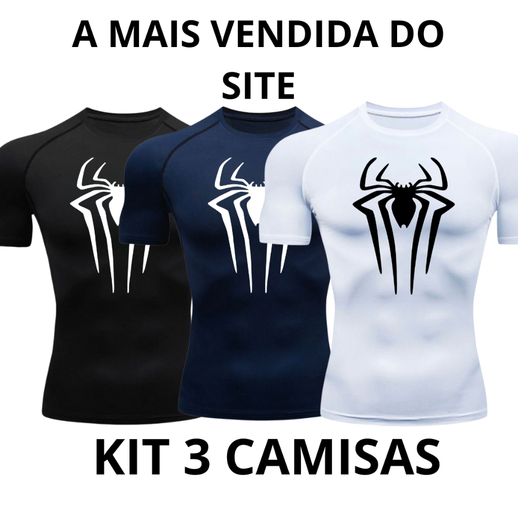 Camisa Camiseta Compressão KIT 3 PEÇAS Rash Guard Homem Aranha Treino Academia Jiu Jitsu Seca Rápido em Oferta na Shopee