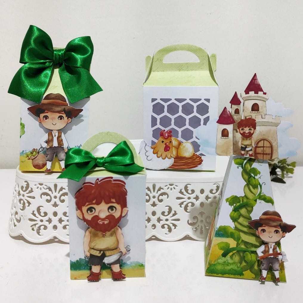 Kit Personalizados João e o Pé de Feijão Lembrancinhas Caixinhas Personalizadas - Festa - Mimos-l Literatura - Contos