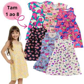 Kit 4 Vestido Infantil Verão Menina Feminino De Algodão em Regata e Alcinha 1 ao 8 em Oferta na Shopee