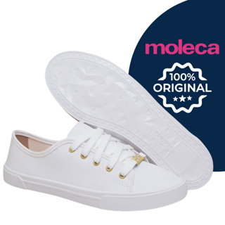 Tênis Feminino Moleca Branco Casual Original com Cadarço Confortável em Oferta na Shopee