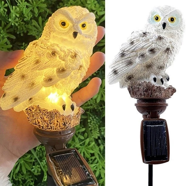 Luminaria Solar Coruja Enfeite e Decoraçao Para Quintal Jardim Luz Led Iluminação Recarregavel