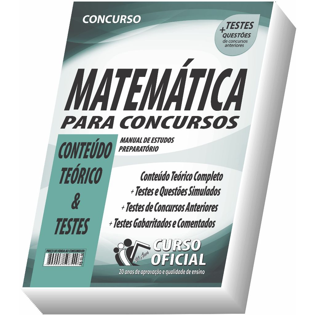 Imagem Apostila Matemática para Concursos - Conteúdo Teórico e Testes