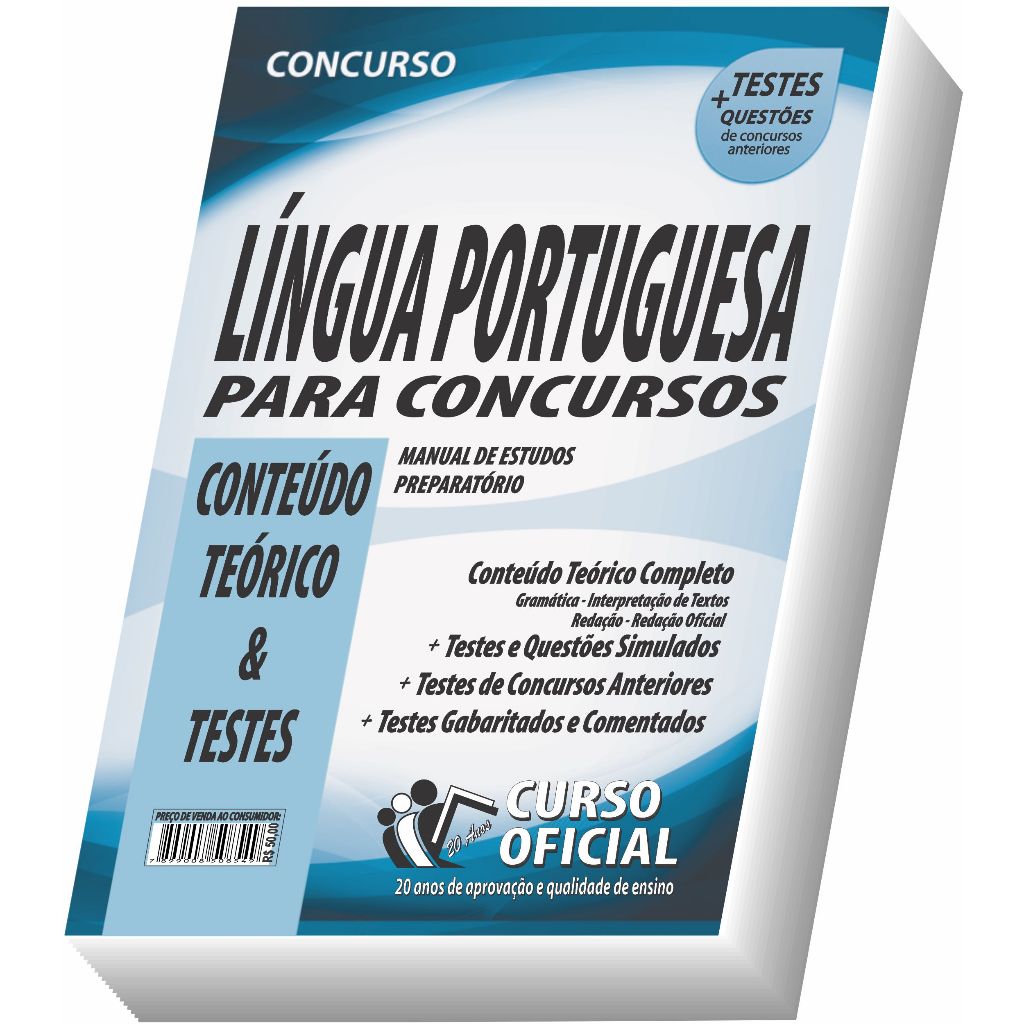 Imagem Apostila Língua Portuguesa para Concursos - Conteúdo Teórico e Testes