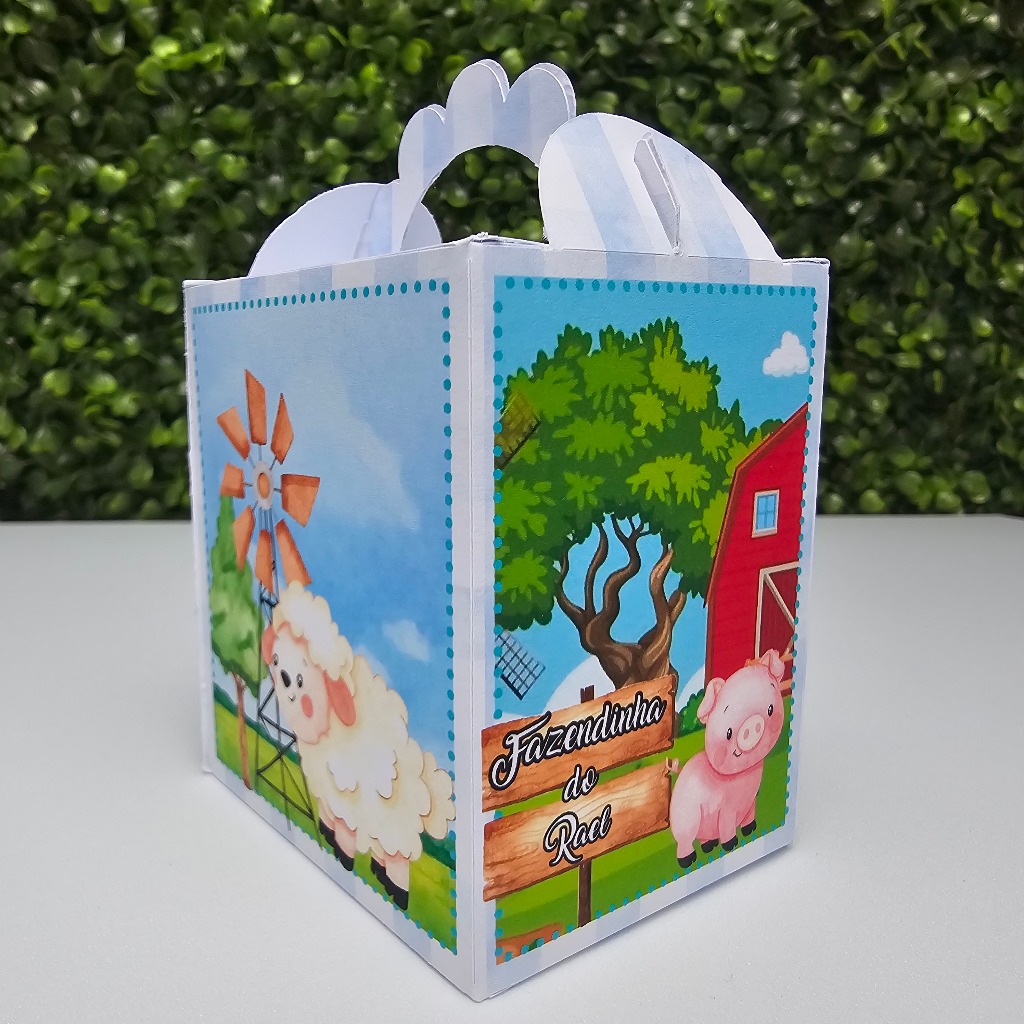 Caixa Lanchinho FAZENDINHA AZUL - Personalizados - Festa infantil - Aniversário - Lembrancinha