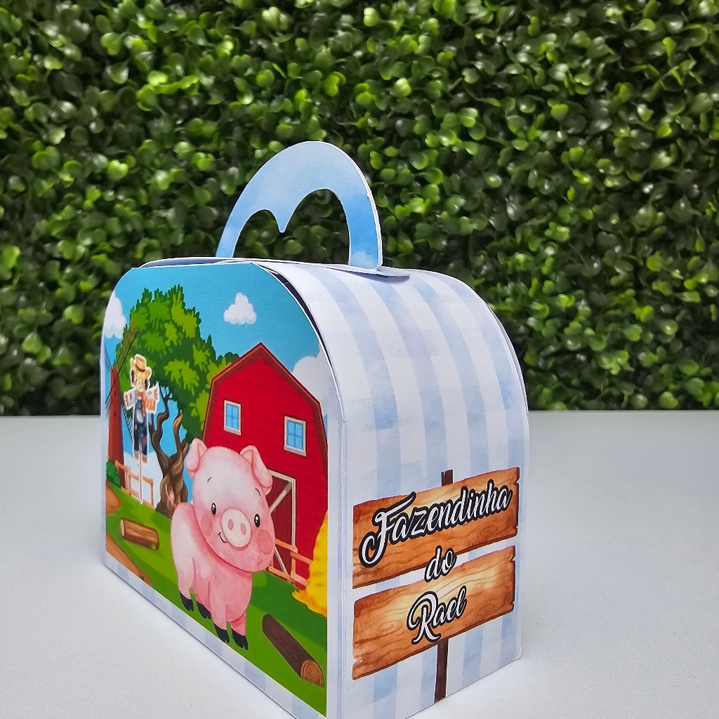 Caixa Maletinha FAZENDINHA AZUL  - Personalizados - Festa infantil - Aniversário - Lembrancinha