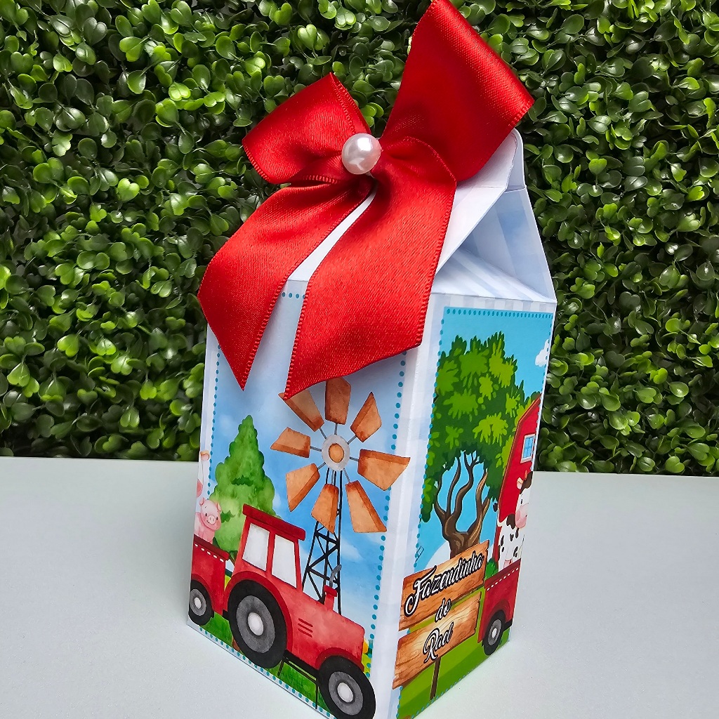 Caixa Milk FAZENDINHA AZUL - Personalizados - Festa infantil - Aniversário - Lembrancinha