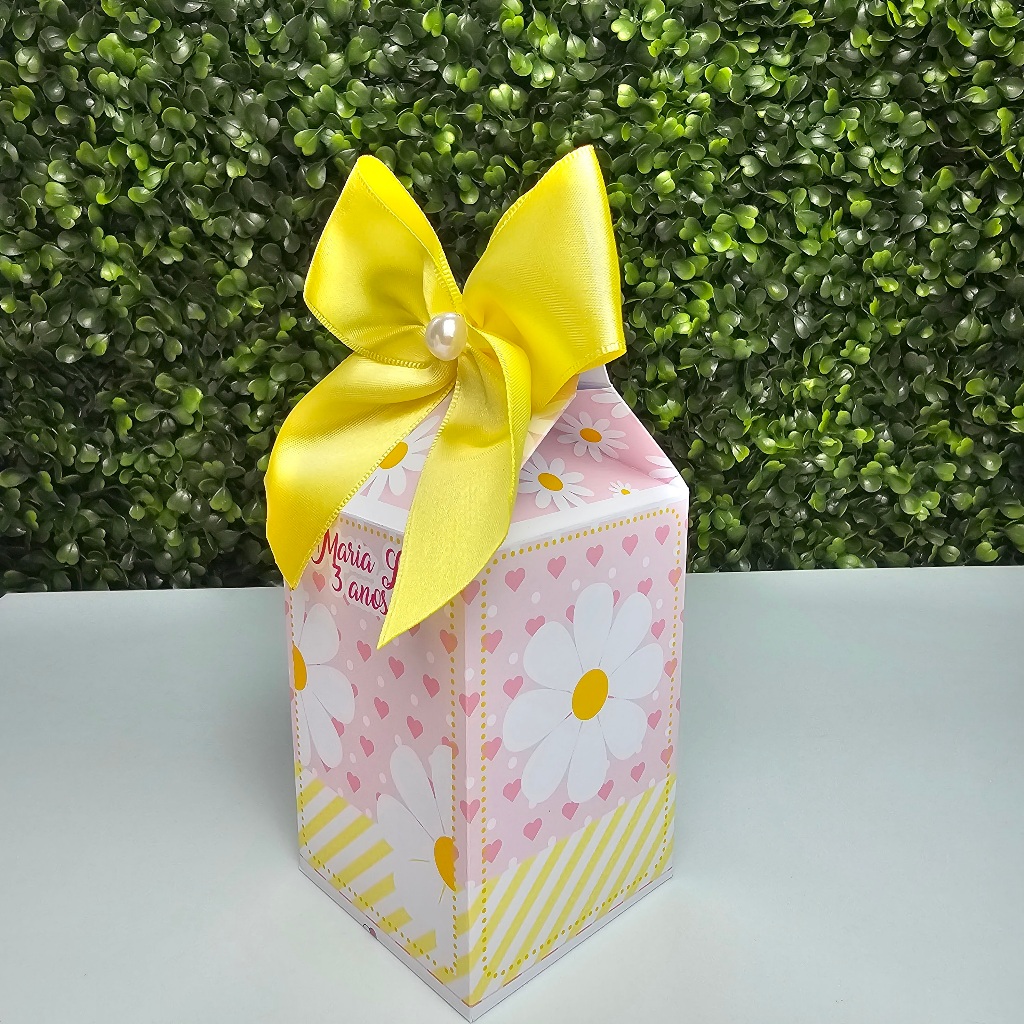 Caixa Milk MARGARIDAS - Personalizados - Festa infantil - Aniversário - Lembrancinha
